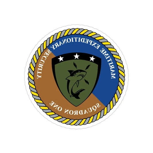 Maritime Expeditionary Security Sq One (U.S. Navy) REVERSE PRINT Transparent Die-Cut STICKER 6 Inch Die-Cut Transparent - The Sticker Space
