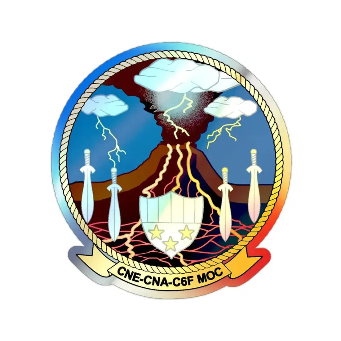 Maritime Operations Center C6F (U.S. Navy) Holographic STICKER Die-Cut Vinyl Decal 2 Inch Holographic - The Sticker Space