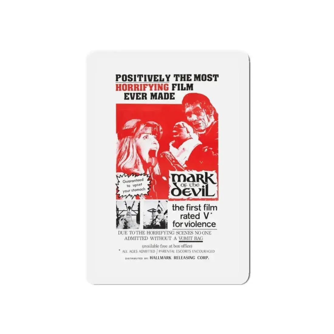 MARK OF THE DEVIL 1970 Movie Poster - Refrigerator Magnet 3 Inch Die-Cut - The Sticker Space