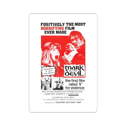 MARK OF THE DEVIL 1970 Movie Poster - STICKER Vinyl Kiss-Cut Decal 2 Inch White - The Sticker Space