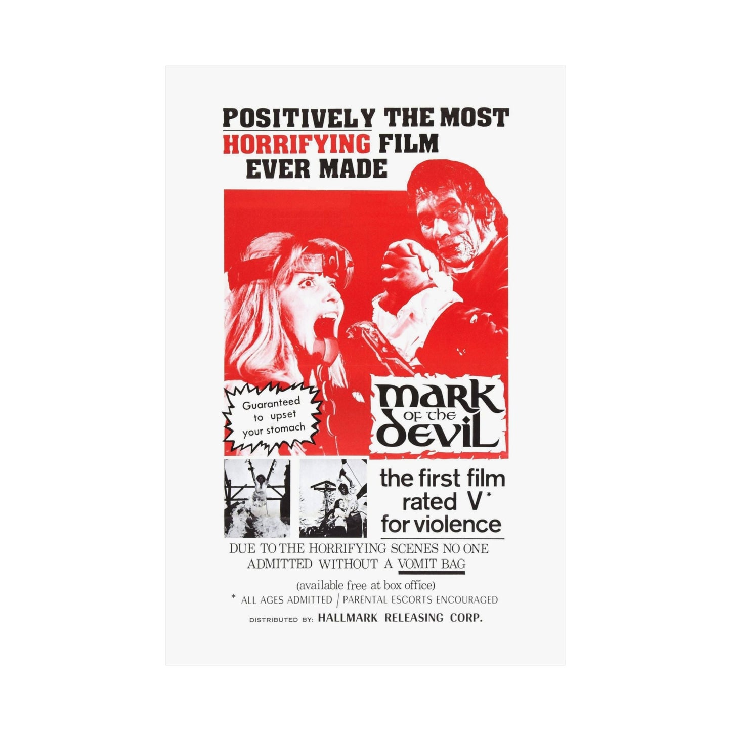 MARK OF THE DEVIL 1970 - Paper Movie Poster-The Sticker Space