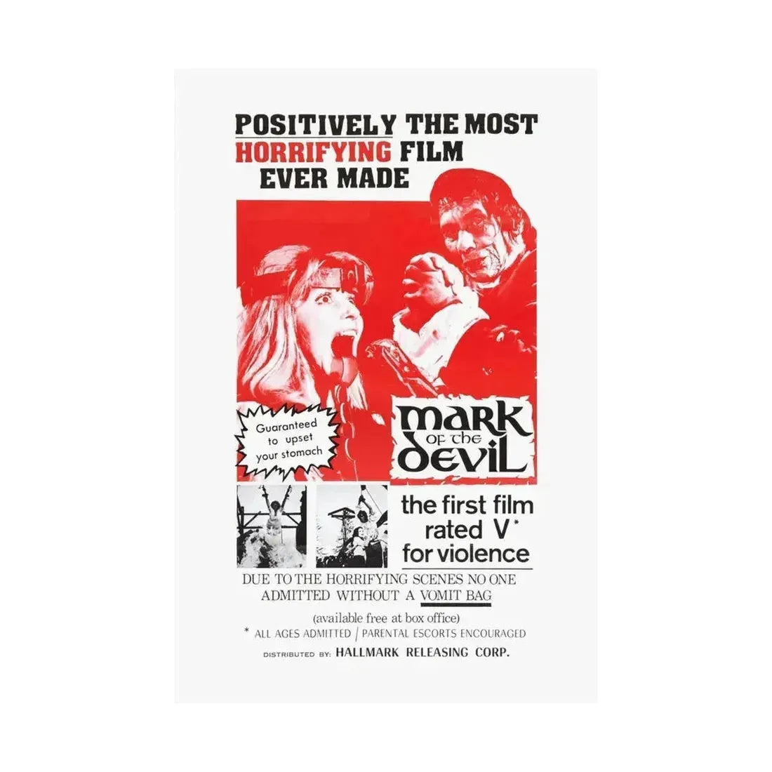 MARK OF THE DEVIL 1970 - Paper Movie Poster - The Sticker Space