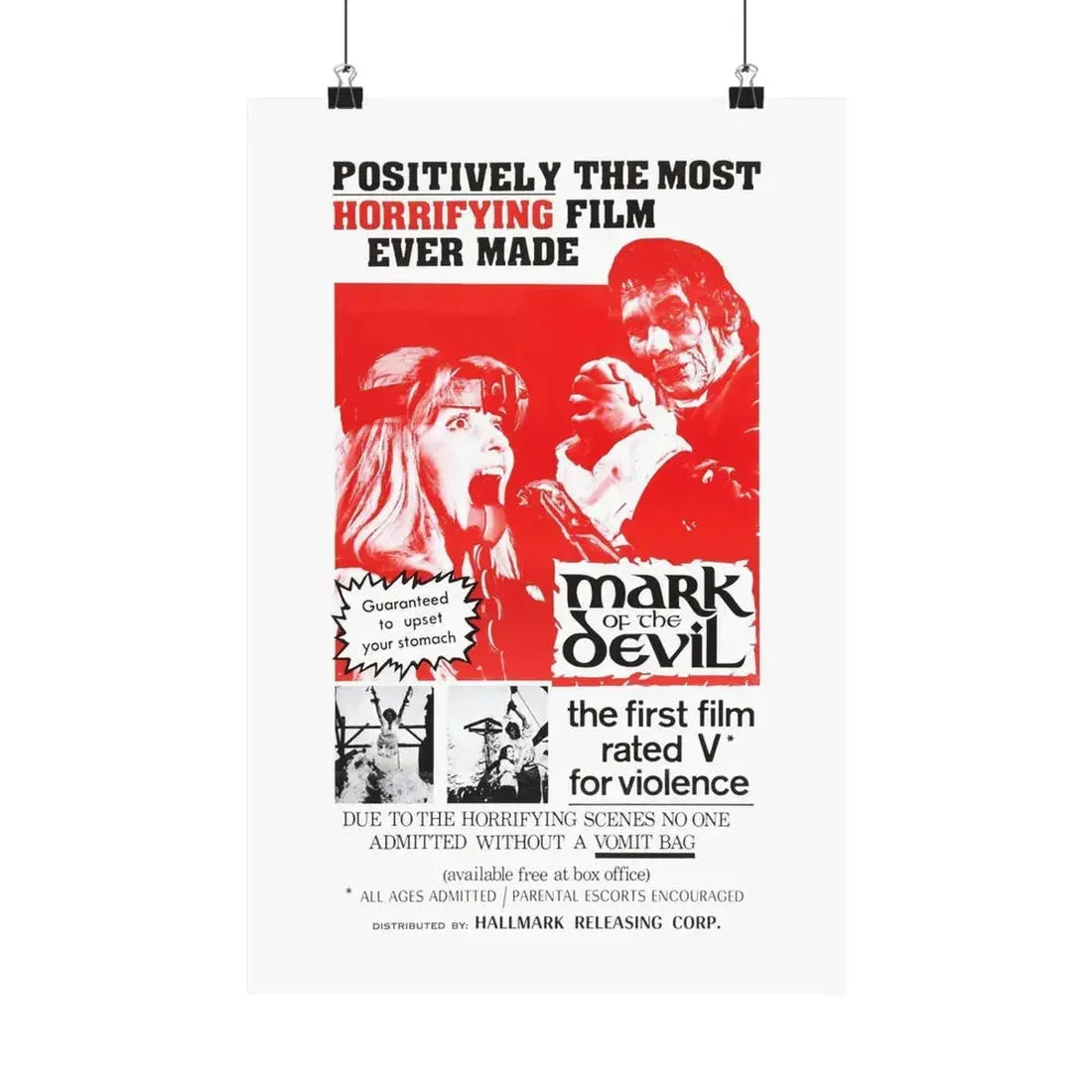 MARK OF THE DEVIL 1970 - Paper Movie Poster - The Sticker Space