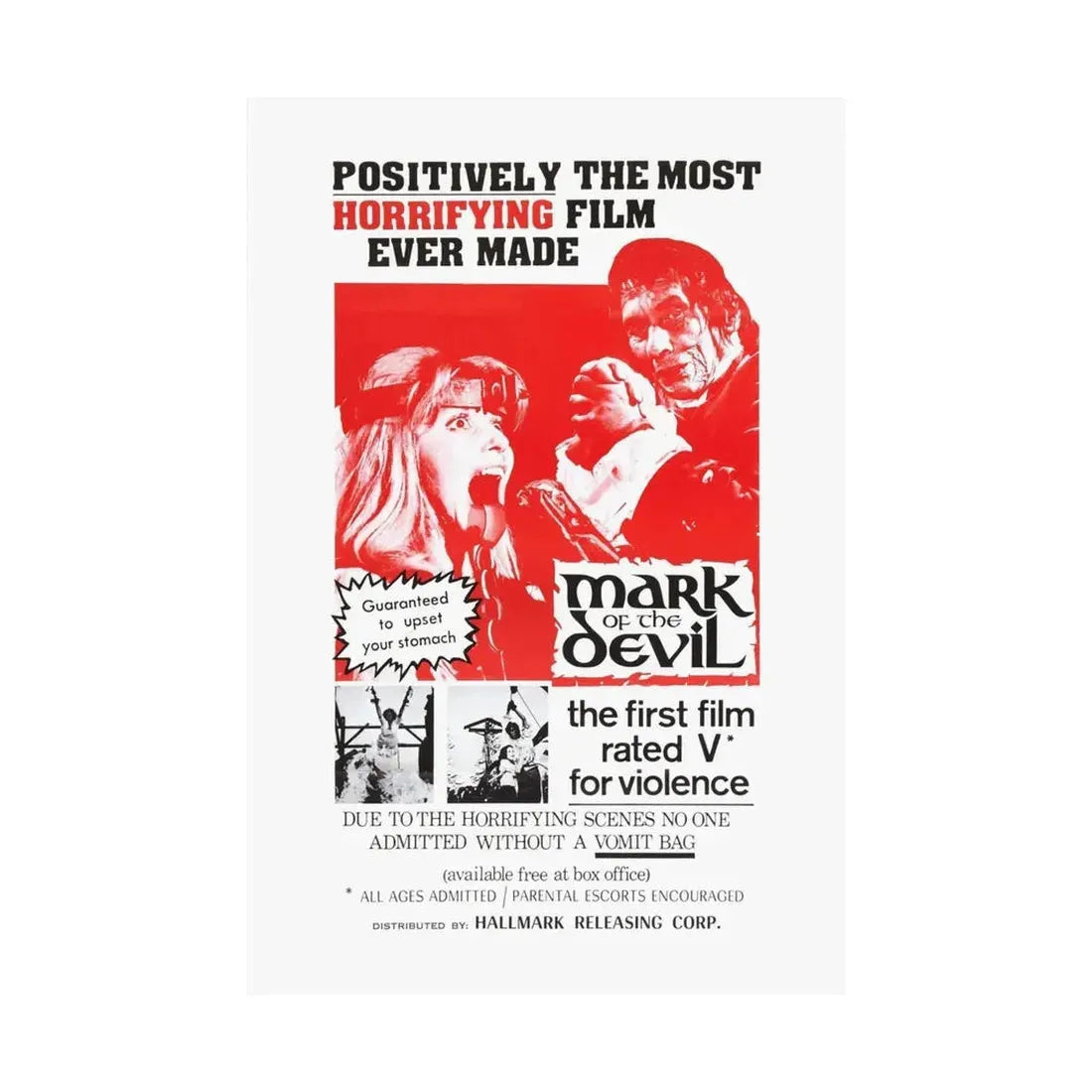 MARK OF THE DEVIL 1970 - Paper Movie Poster - The Sticker Space