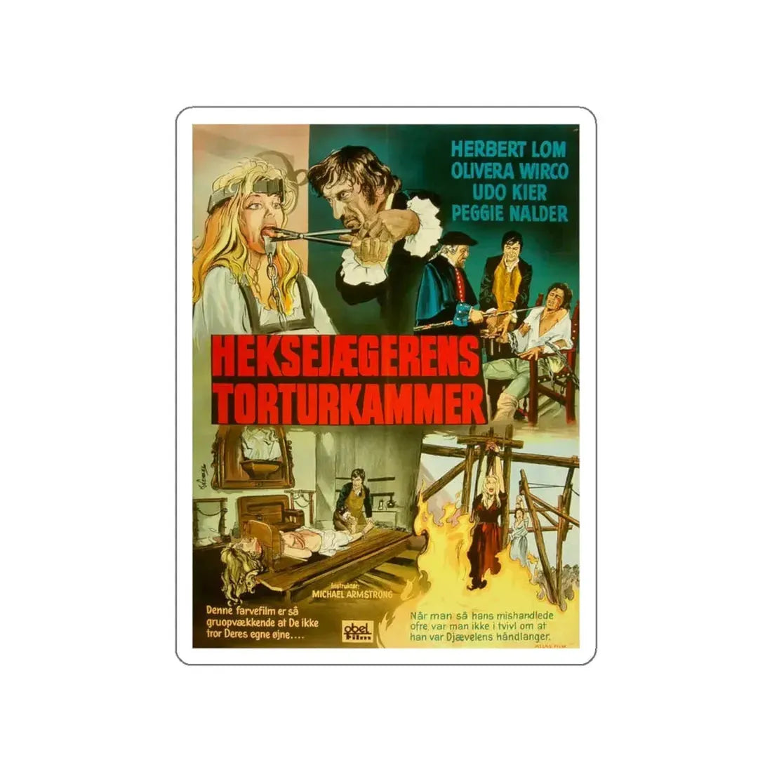 MARK OF THE DEVIL (DANISH) 1970 Movie Poster STICKER Vinyl Die-Cut Decal - The Sticker Space