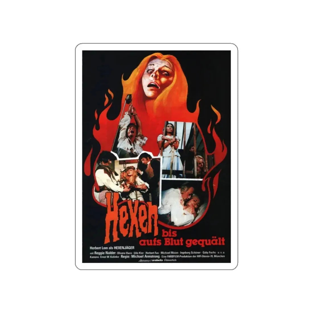 MARK OF THE DEVIL (GERMAN) 1970 Movie Poster STICKER Vinyl Die-Cut Decal 3 Inch - The Sticker Space