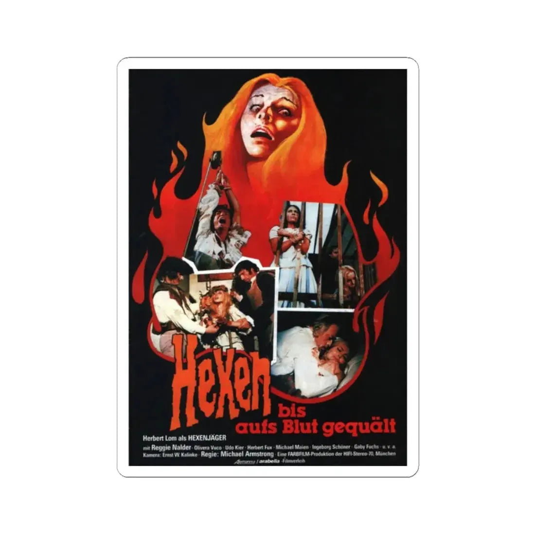 MARK OF THE DEVIL (GERMAN) 1970 Movie Poster - STICKER Vinyl Kiss-Cut Decal 2 Inch White - The Sticker Space