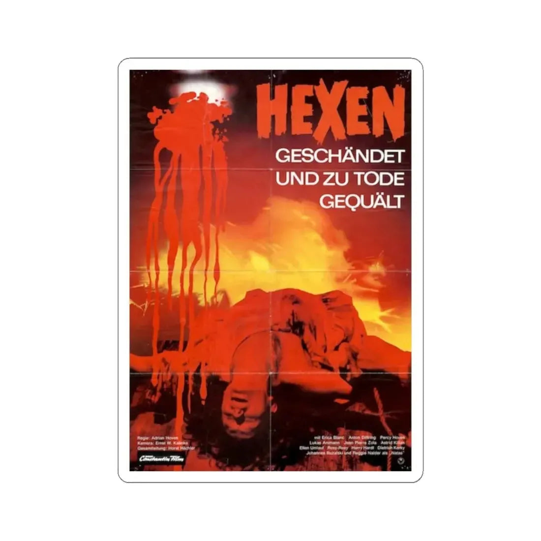 MARK OF THE DEVIL II (GERMAN) 2 1973 Movie Poster - STICKER Vinyl Kiss-Cut Decal 3 Inch White - The Sticker Space