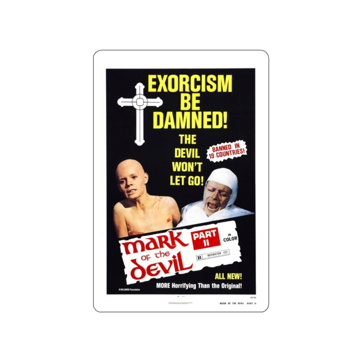 MARK OF THE DEVIL PART II 1973 Movie Poster STICKER Vinyl Die-Cut Decal-2 Inch-The Sticker Space