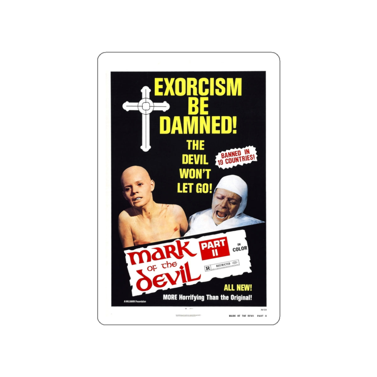 MARK OF THE DEVIL PART II 1973 Movie Poster STICKER Vinyl Die-Cut Decal-3 Inch-The Sticker Space