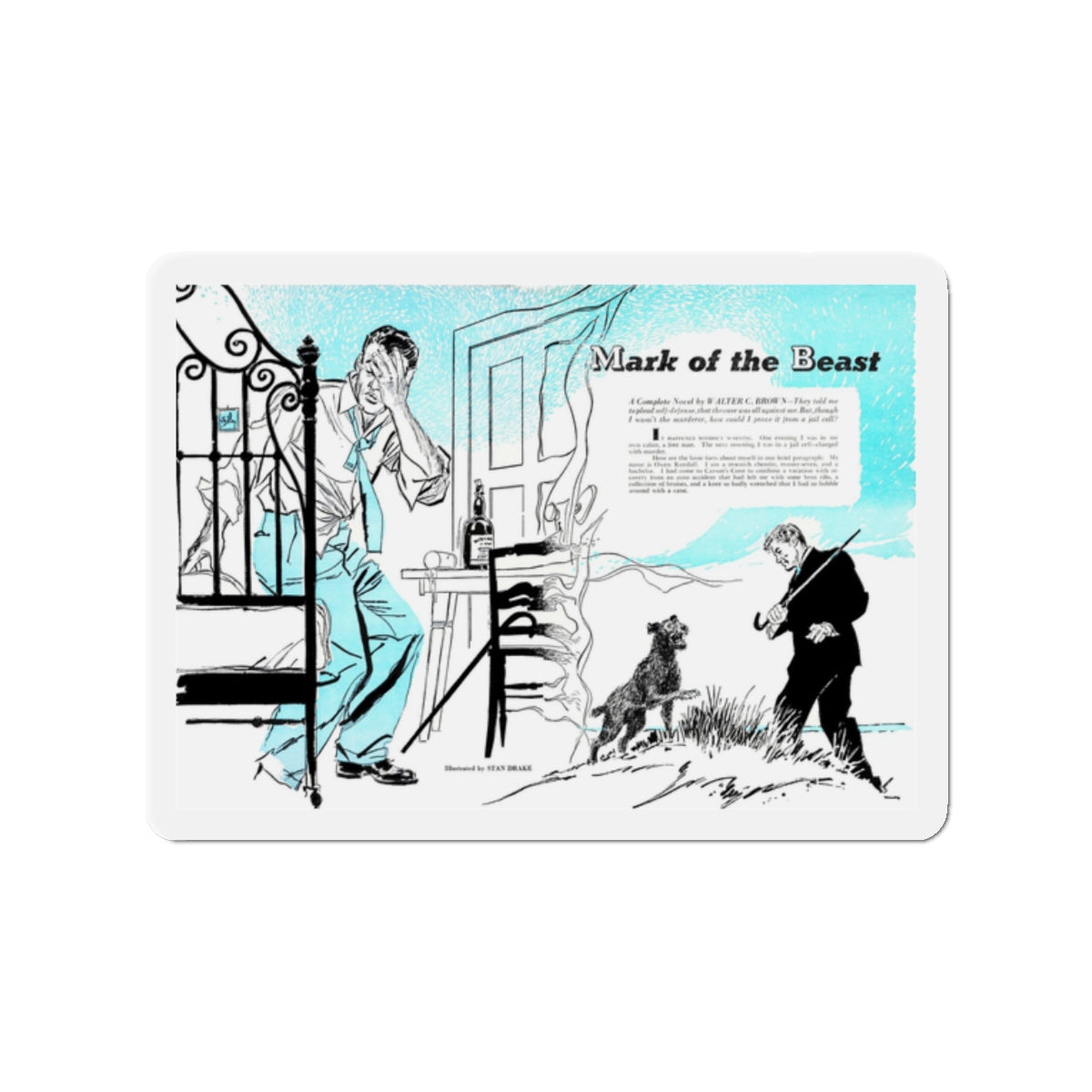 Mark of the East, Bluebook, March 1953 (Magazine Illustration) Refrigerator Magnet-2" x 2"-The Sticker Space