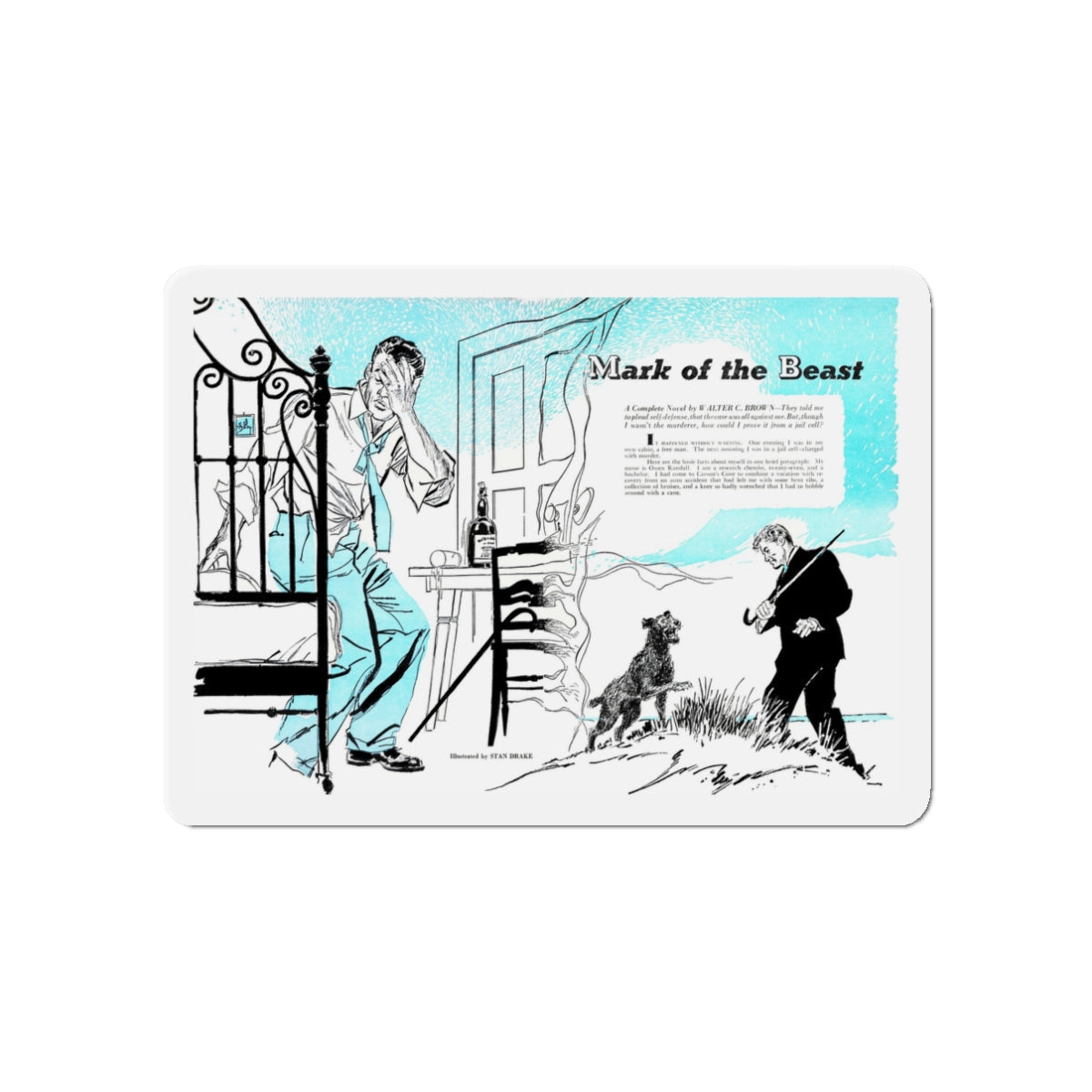 Mark of the East, Bluebook, March 1953 (Magazine Illustration) Refrigerator Magnet-3" x 3"-The Sticker Space