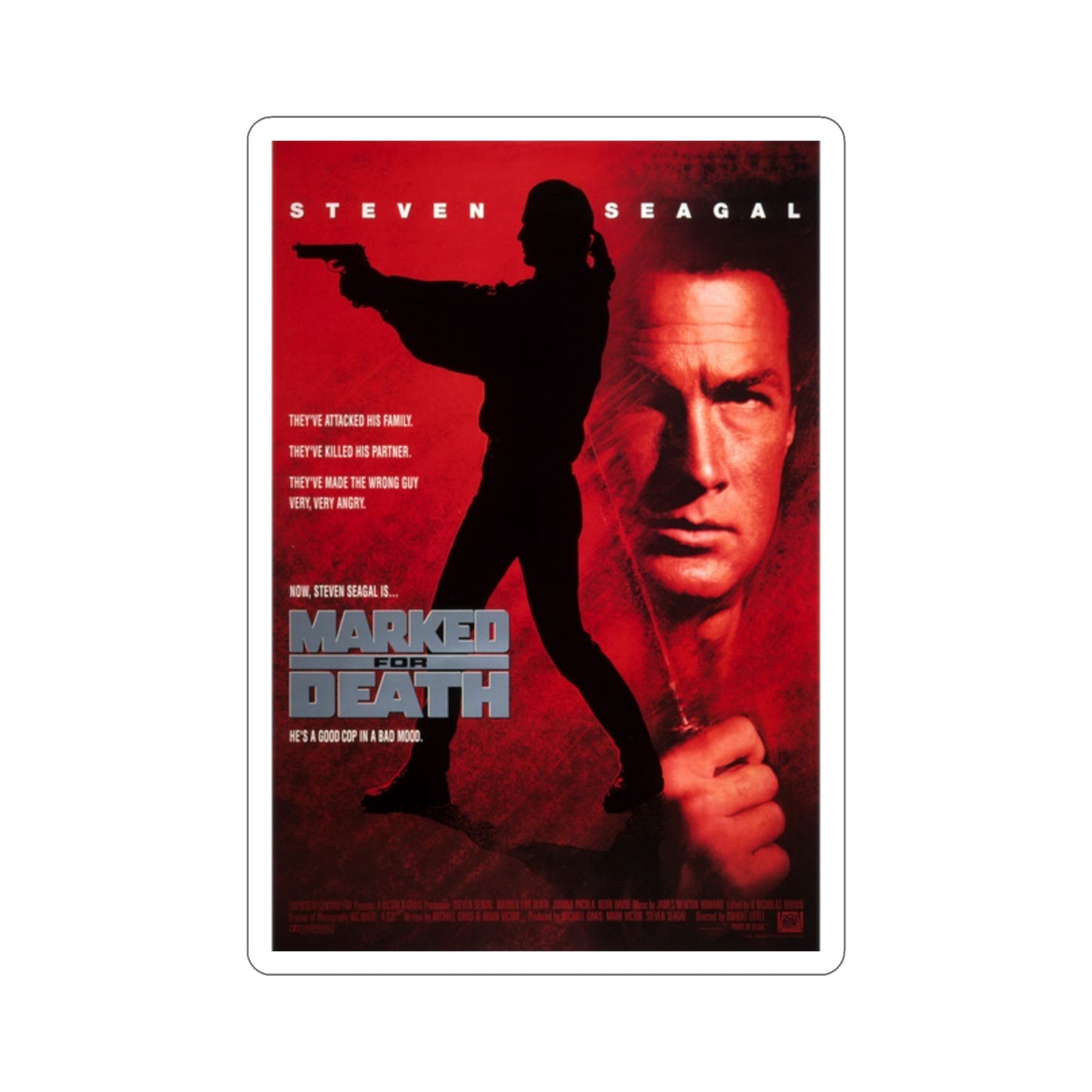 Marked for Death 1990 Movie Poster STICKER Vinyl Die-Cut Decal-2 Inch-The Sticker Space