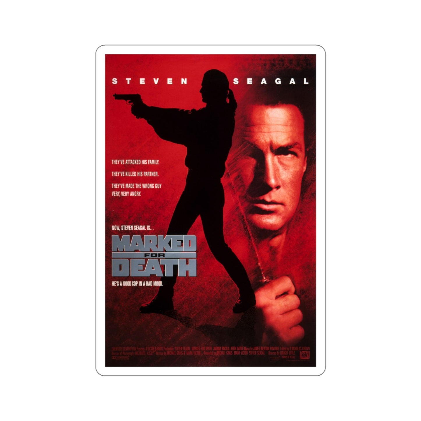 Marked for Death 1990 Movie Poster STICKER Vinyl Die-Cut Decal-4 Inch-The Sticker Space