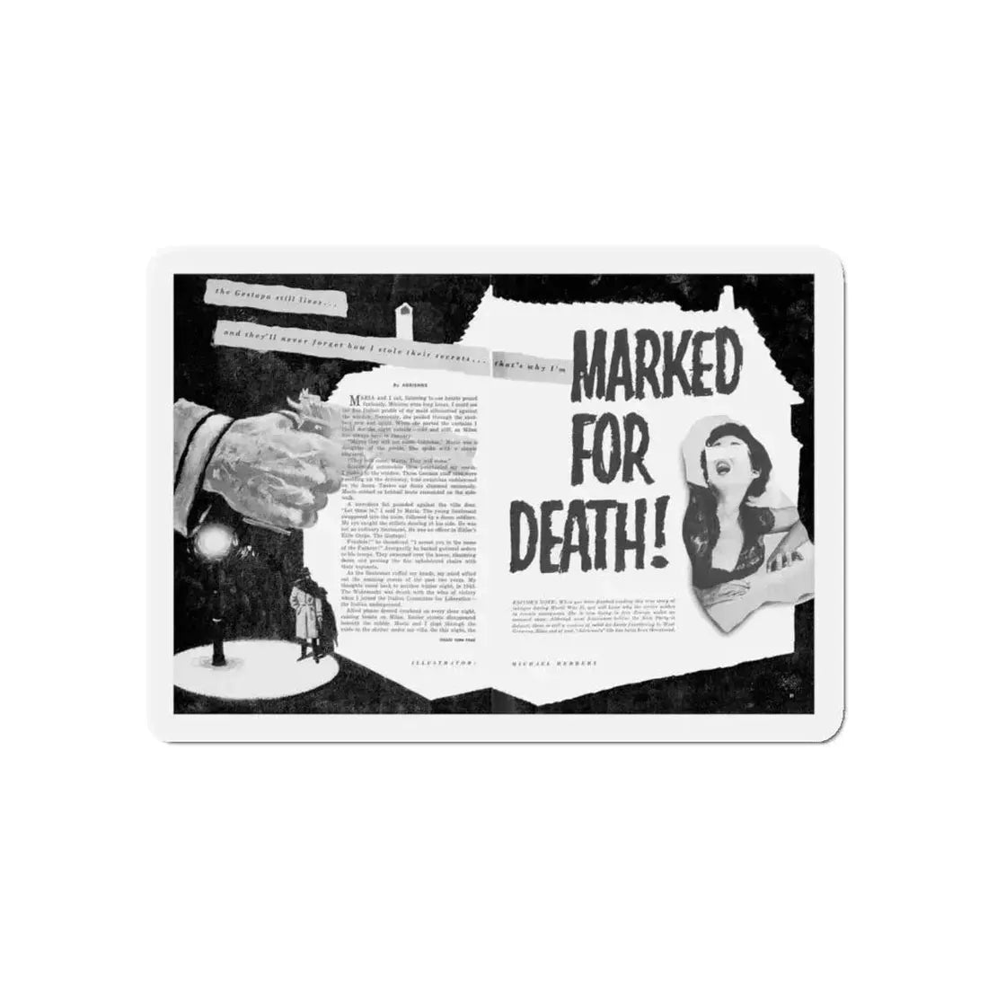 Marked For Death, True Woman's Adventures, May 1956 (Magazine Illustration) Refrigerator Magnet 5 Inch - The Sticker Space