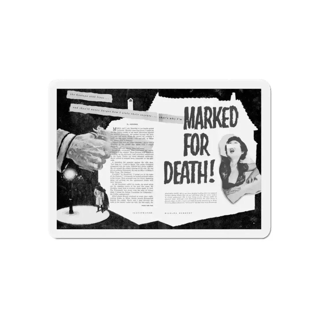 Marked For Death, True Woman's Adventures, May 1956 (Magazine Illustration) Refrigerator Magnet 6 Inch - The Sticker Space