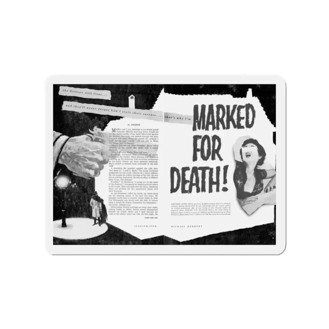 Marked For Death, True Woman's Adventures, May 1956 (Magazine Illustration) Refrigerator Magnet - The Sticker Space