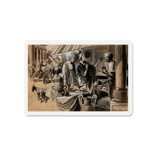 Market Deal (Magazine Illustration) Refrigerator Magnet 6 Inch Die-Cut - The Sticker Space