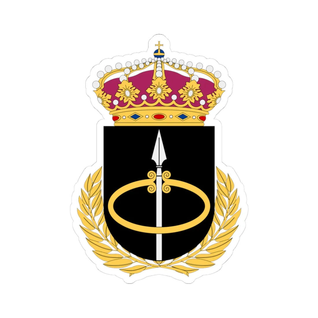 Markstridsskolan vapen (Sweden) (Coat of Arms) STICKER Vinyl Kiss-Cut Decal 3 Inch White - The Sticker Space