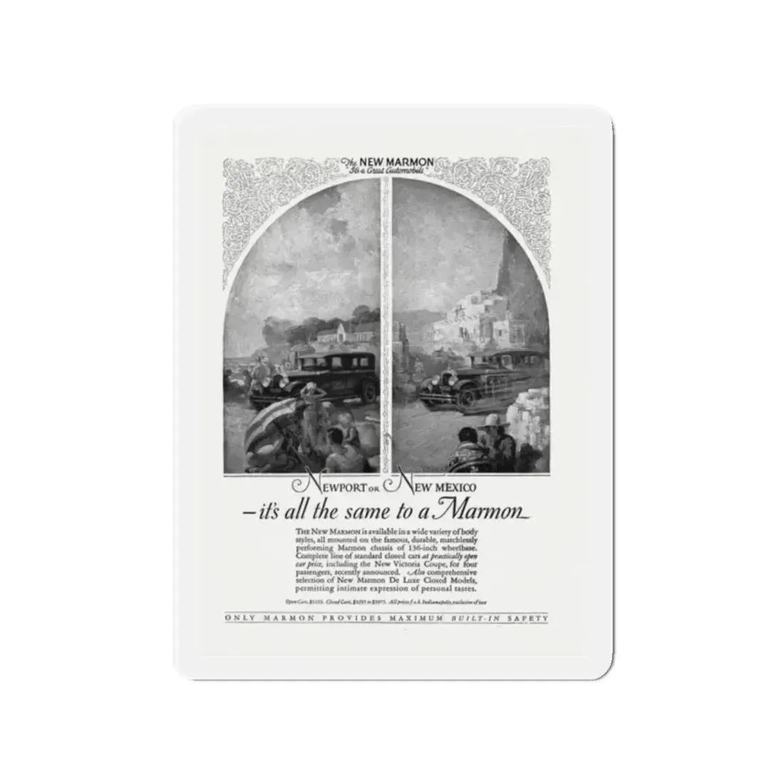 Marmon Automobile ad, The Golden Book Magazine, September 1925 (Magazine Illustration) Refrigerator Magnet 2 Inch - The Sticker Space