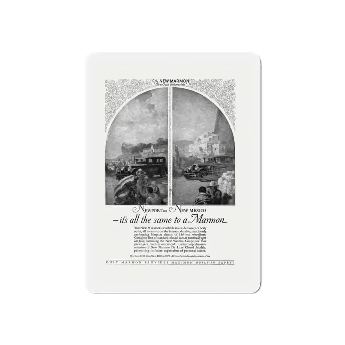 Marmon Automobile ad, The Golden Book Magazine, September 1925 (Magazine Illustration) Refrigerator Magnet - The Sticker Space