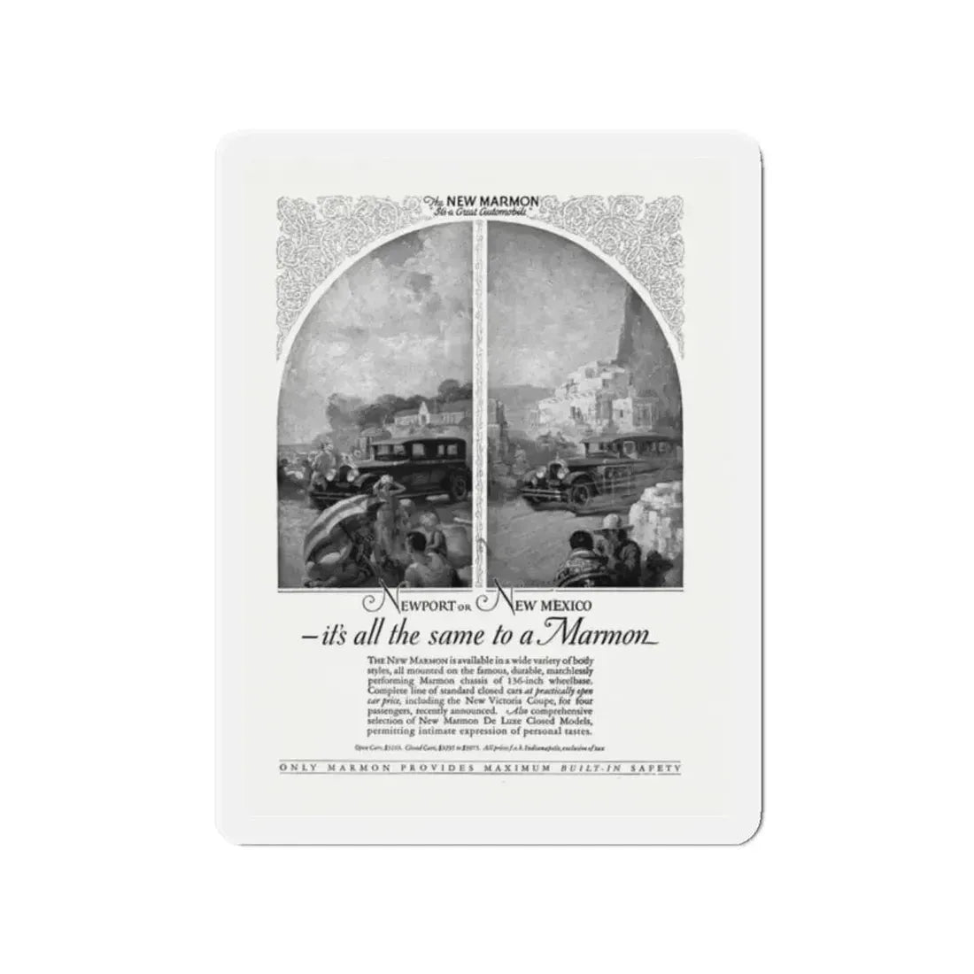 Marmon Automobile ad, The Golden Book Magazine, September 1925 (Magazine Illustration) Refrigerator Magnet - The Sticker Space