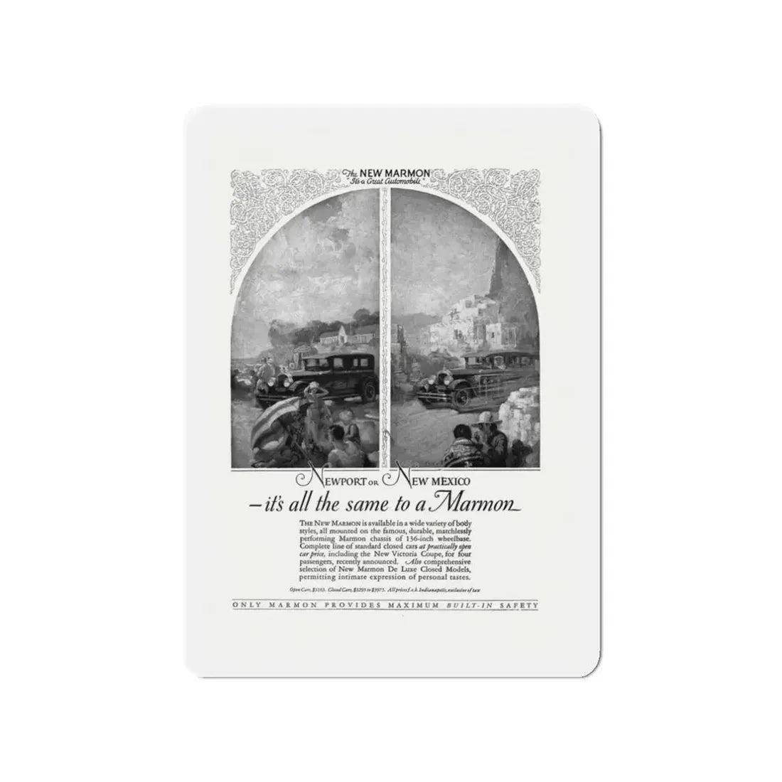 Marmon Automobile ad, The Golden Book Magazine, September 1925 (Magazine Illustration) Refrigerator Magnet - The Sticker Space