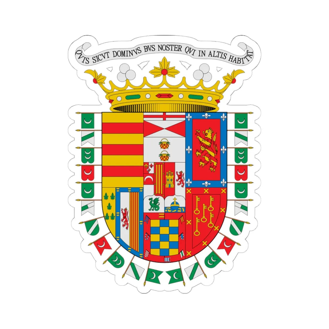 Marquesado de Villamayor de las Ibernias Linaje Pacheco de Córdoba Bocanegra (Costa Rica) (Coat of Arms) STICKER Vinyl Kiss-Cut Decal 6 Inch White - The Sticker Space