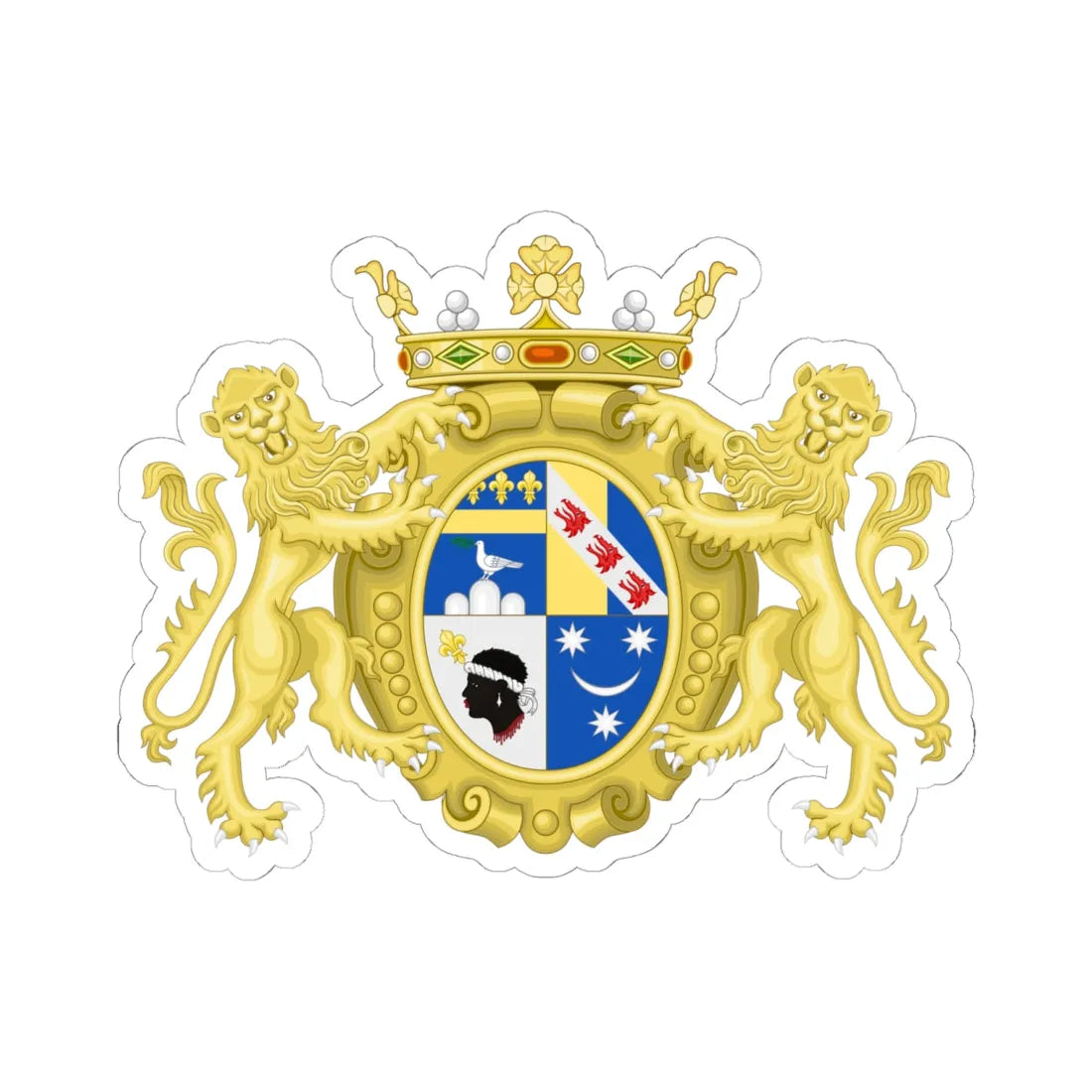 Marquisal CoA of Montrone (Italy) (Coat of Arms) STICKER Vinyl Kiss-Cut Decal 6 Inch White - The Sticker Space