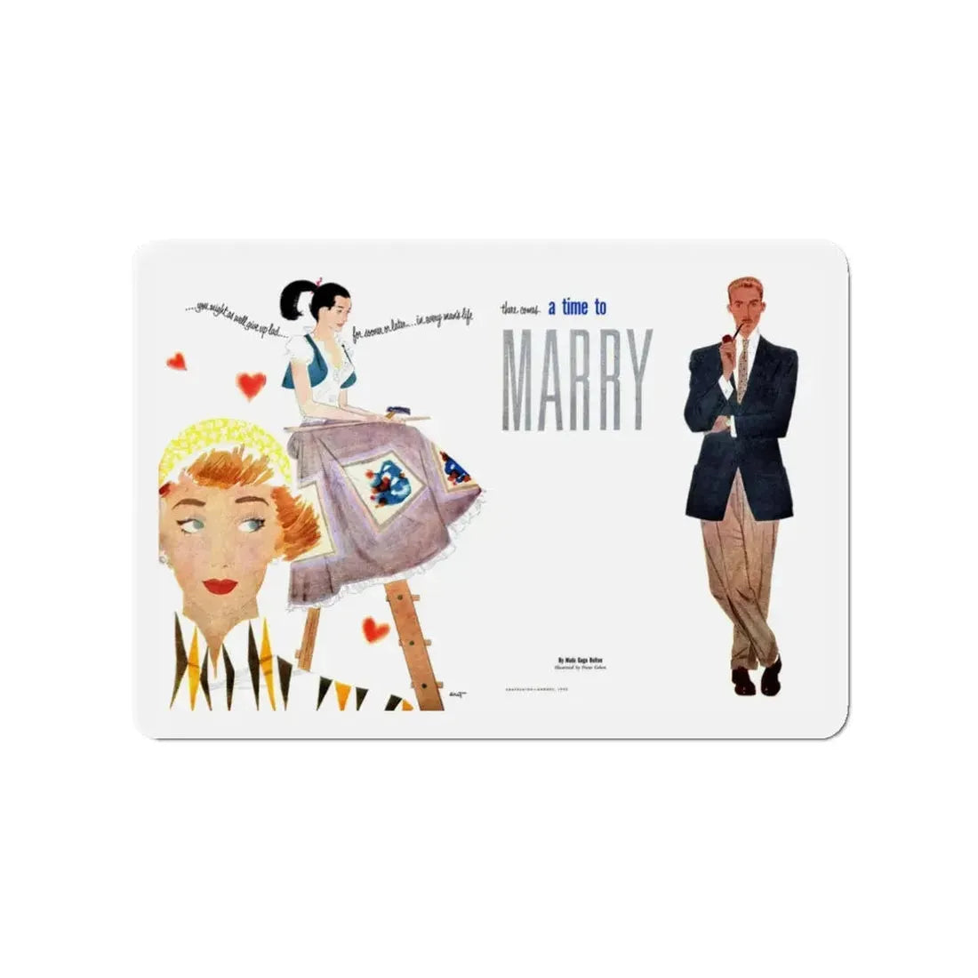 Marry, Chatelaine magazine, Aug 1952 (Magazine Illustration) Refrigerator Magnet - The Sticker Space