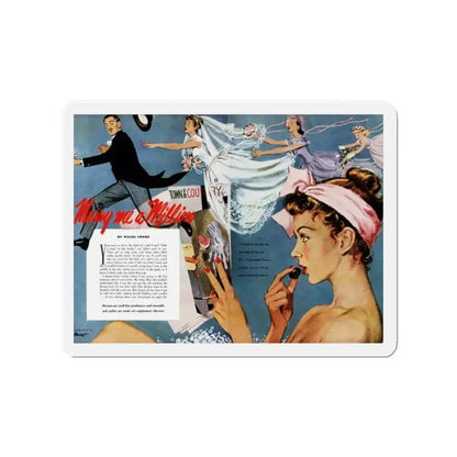 Marry Me a Million, Cosmopolitan, February 1949 (Magazine Illustration) Refrigerator Magnet 2 Inch - The Sticker Space
