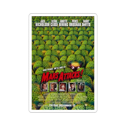 Mars Attacks 1996 Movie Poster STICKER Vinyl Die-Cut Decal 2 Inch - The Sticker Space
