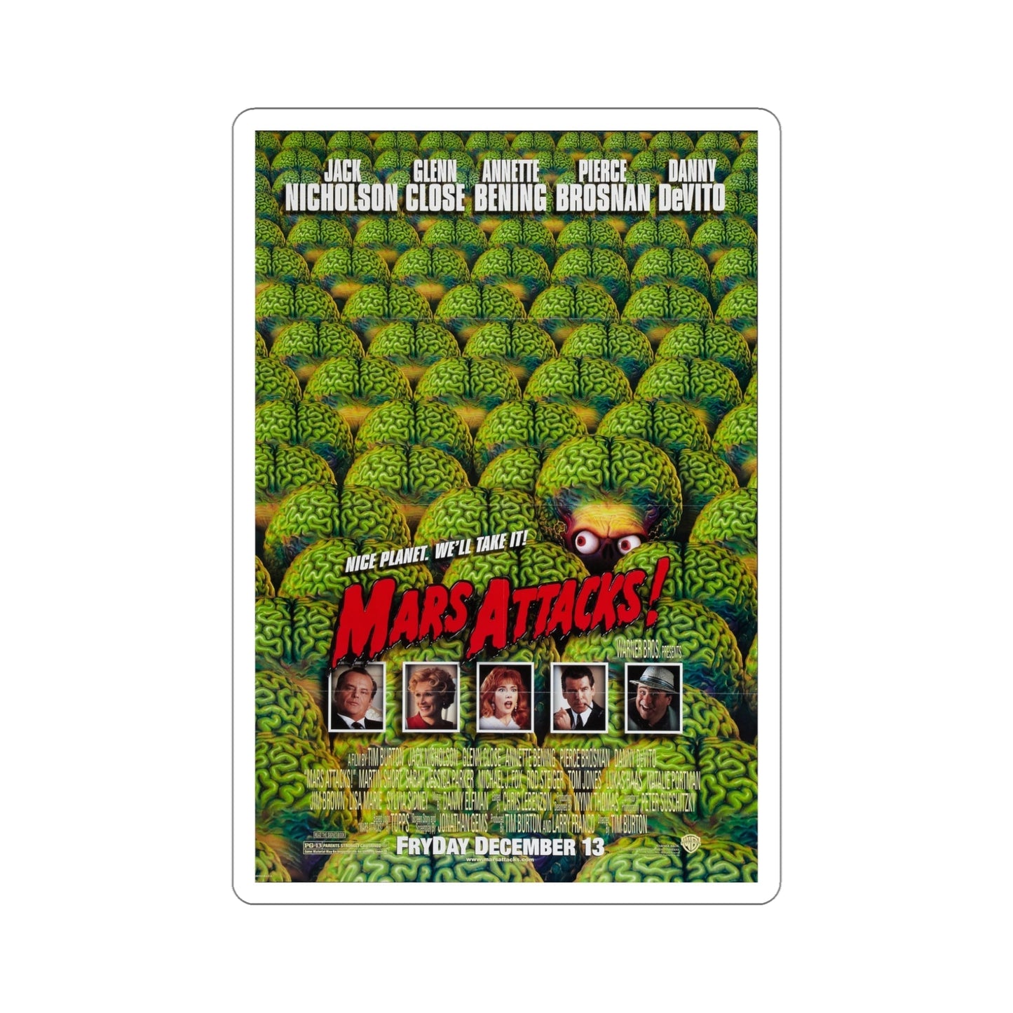 Mars Attacks 1996 Movie Poster STICKER Vinyl Die-Cut Decal-5 Inch-The Sticker Space