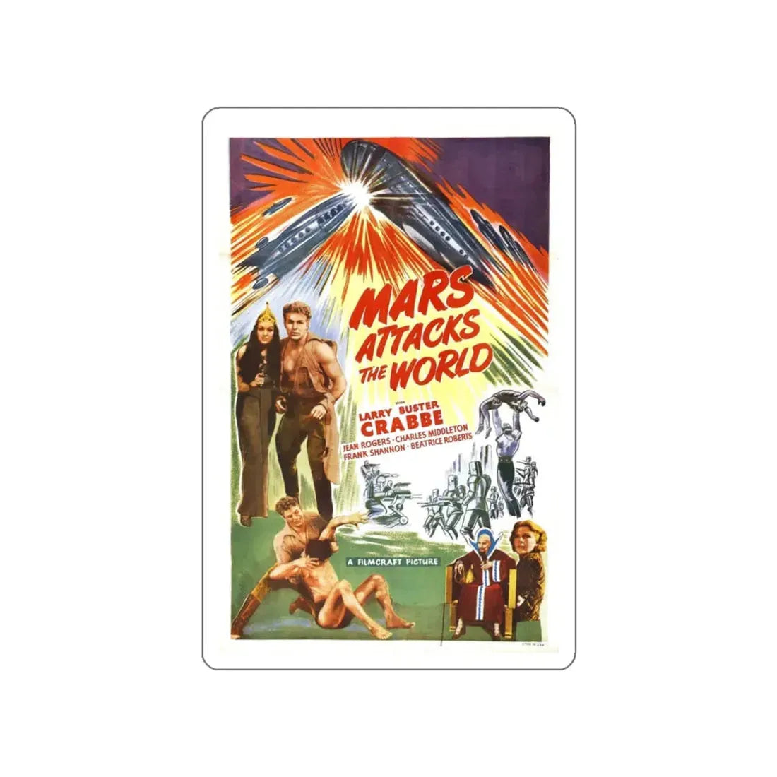 MARS ATTACKS THE WORLD 1938 Movie Poster STICKER Vinyl Die-Cut Decal - The Sticker Space