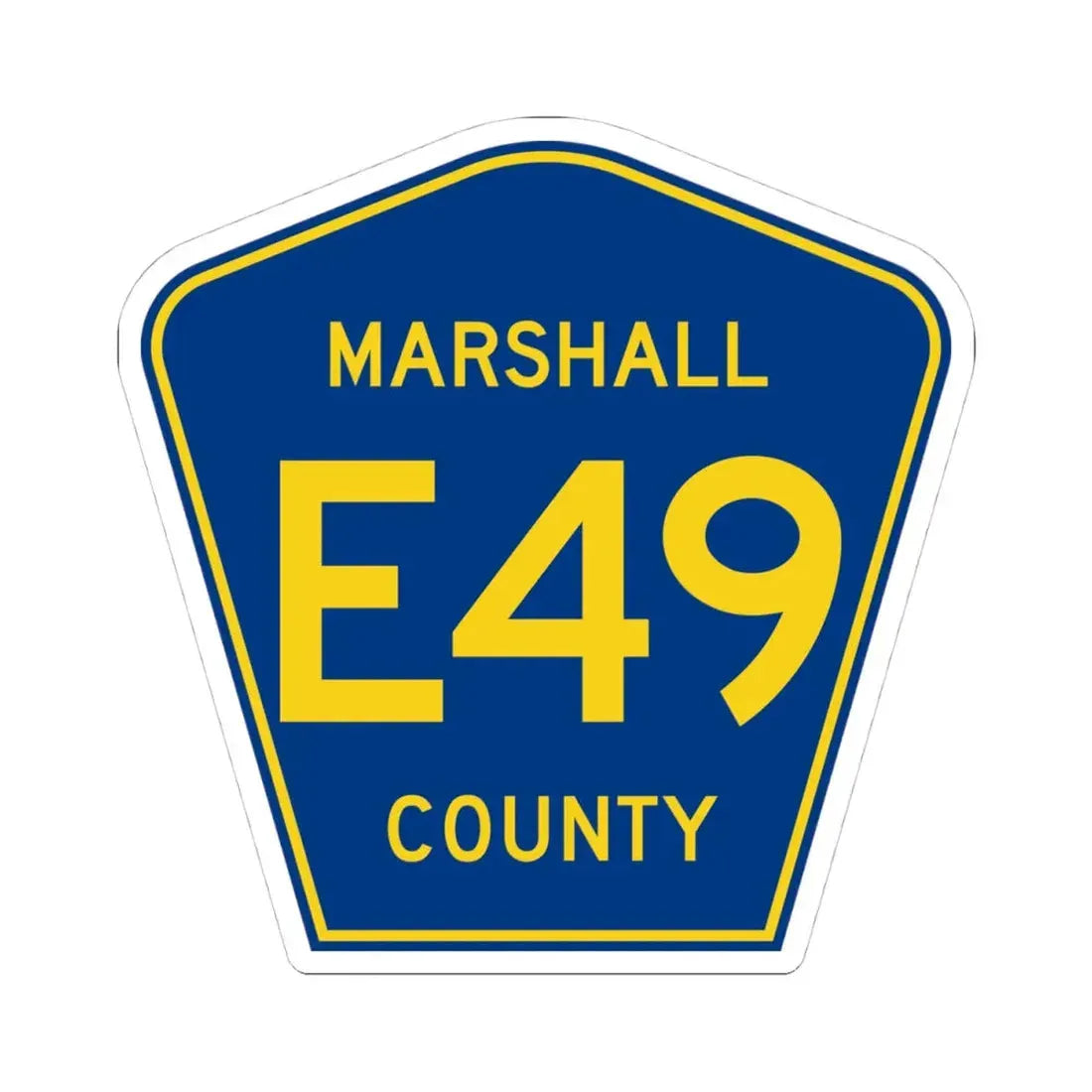 Marshall County Route E49 IA (Iowa) (Road Sign) STICKER Vinyl Kiss-Cut Decal 4 Inch White - The Sticker Space