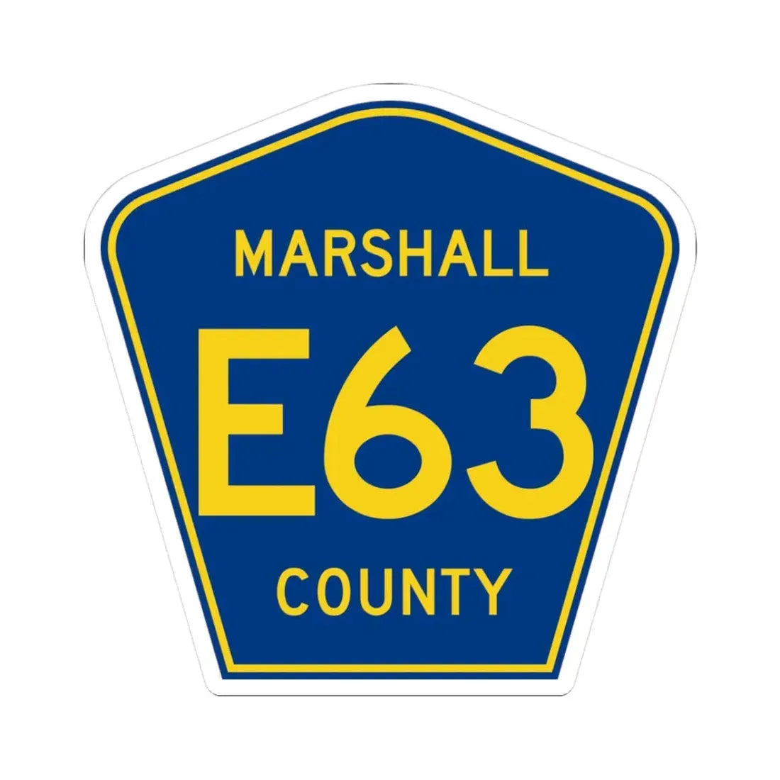 Marshall County Route E63 IA (Iowa) (Road Sign) STICKER Vinyl Kiss-Cut Decal 3 Inch White - The Sticker Space