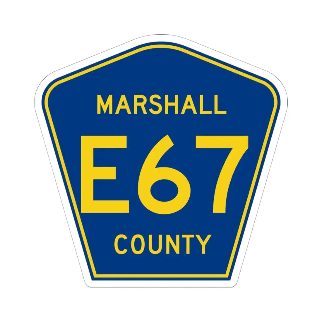 Marshall County Route E67 IA (Iowa) (Road Sign) STICKER Vinyl Kiss-Cut Decal 6 Inch White - The Sticker Space