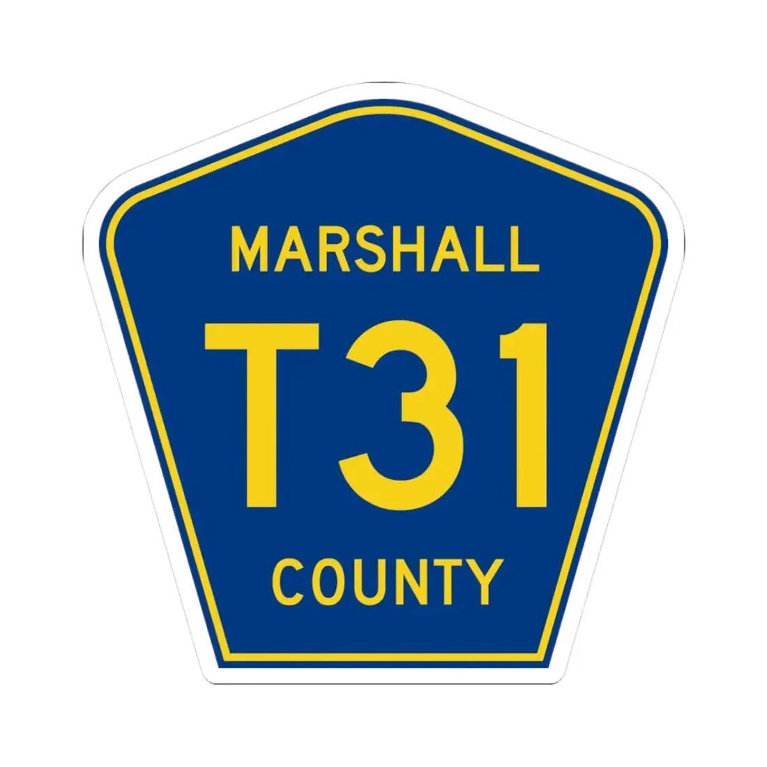 Marshall County Route T31 IA (Iowa) (Road Sign) STICKER Vinyl Kiss-Cut Decal 3 Inch White - The Sticker Space
