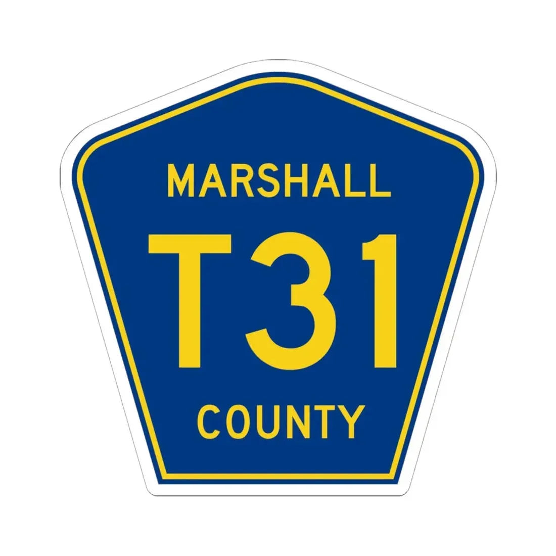 Marshall County Route T31 IA (Iowa) (Road Sign) STICKER Vinyl Kiss-Cut Decal 6 Inch White - The Sticker Space