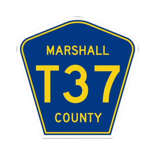 Marshall County Route T37 IA (Iowa) (Road Sign) STICKER Vinyl Kiss-Cut Decal 2 Inch White - The Sticker Space