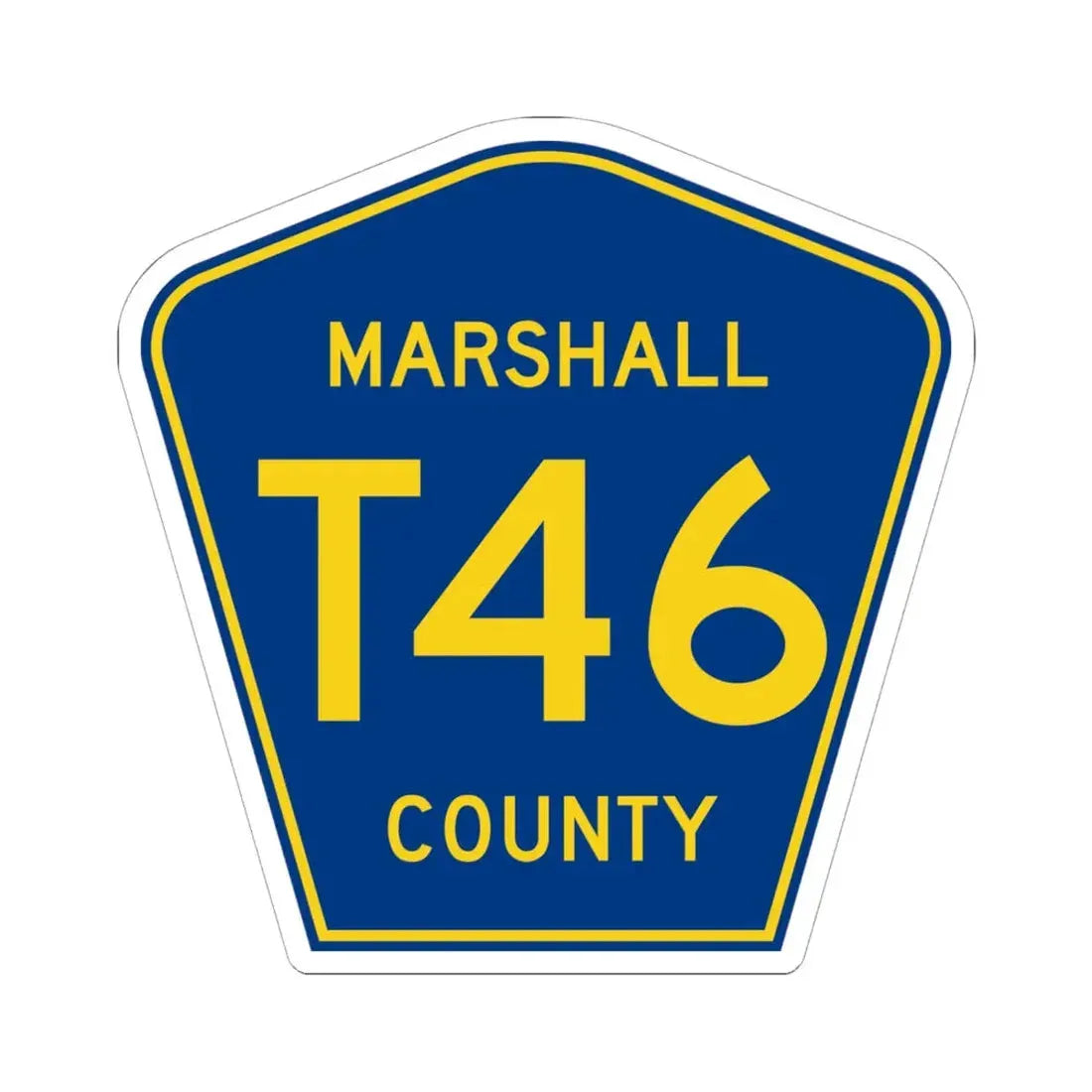 Marshall County Route T46 IA (Iowa) (Road Sign) STICKER Vinyl Kiss-Cut Decal 6 Inch White - The Sticker Space