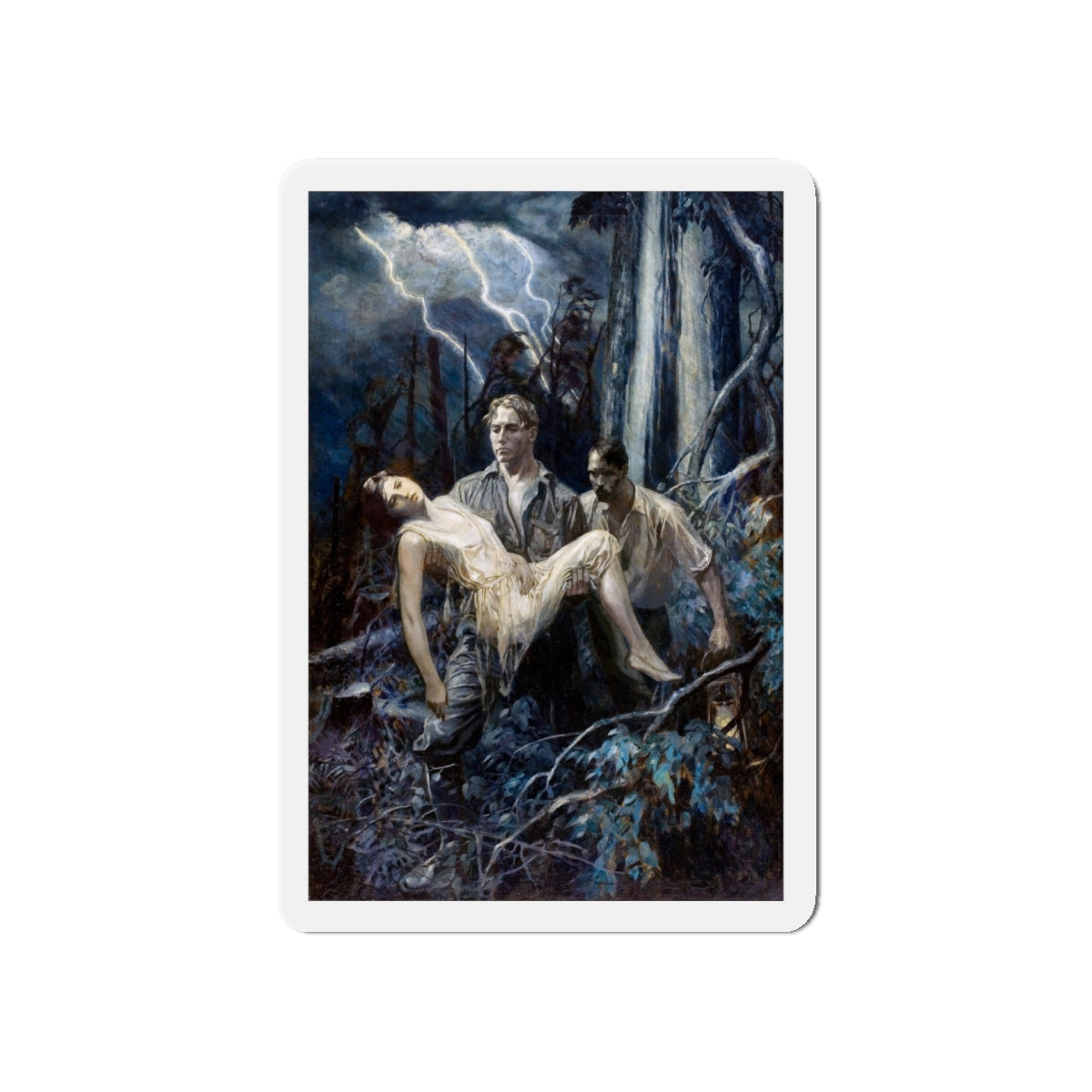 Mart Slipped Strong Arms Beneath the Girl (Magazine Illustration) Refrigerator Magnet-5" x 5"-The Sticker Space