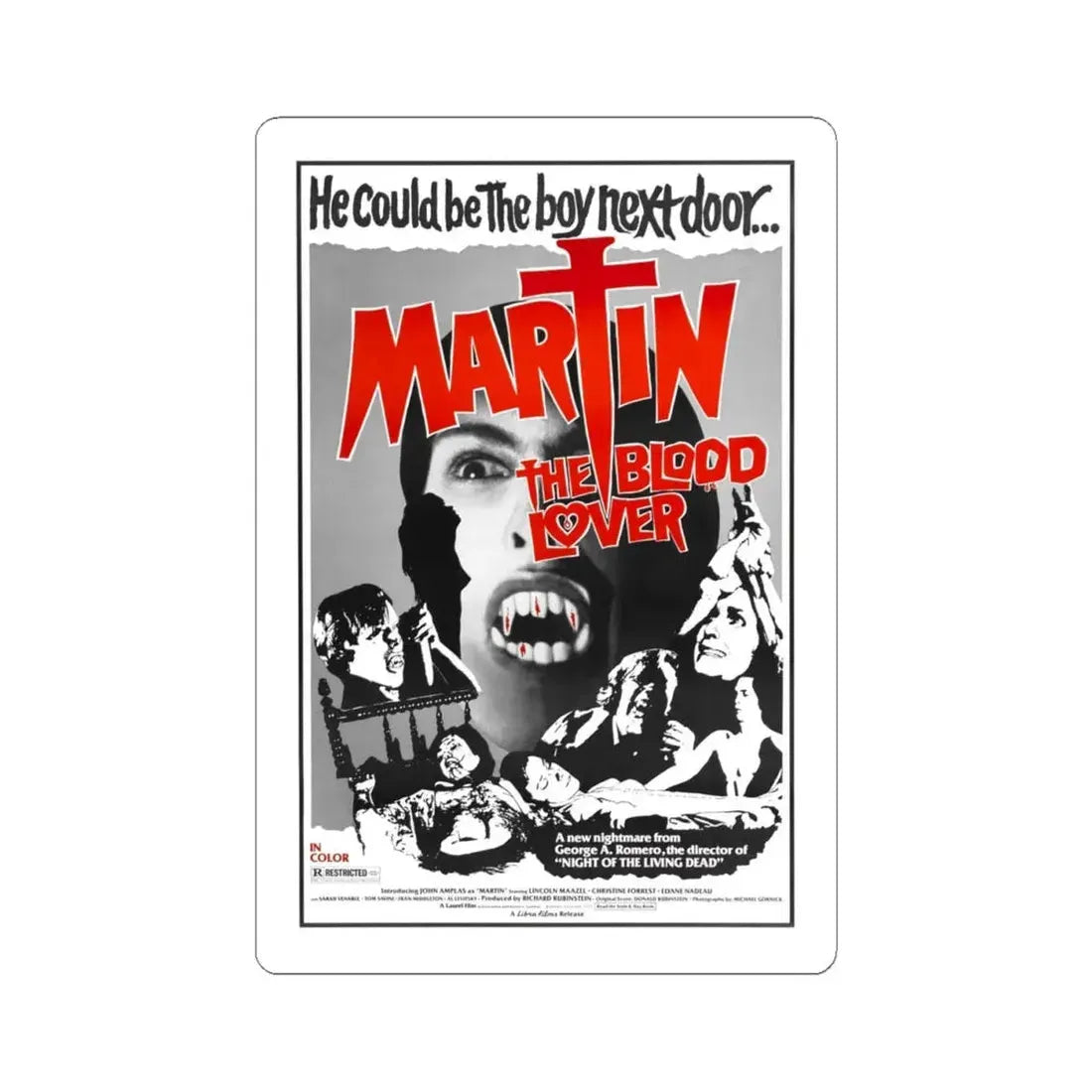 MARTIN 1977 Movie Poster - STICKER Vinyl Kiss-Cut Decal 4 Inch White - The Sticker Space