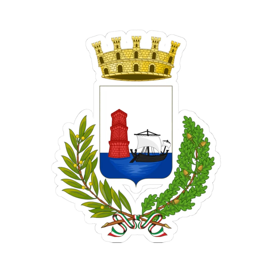 Martinsicuro-Stemma (Italy) (Coat of Arms) STICKER Vinyl Kiss-Cut Decal 3 Inch White - The Sticker Space