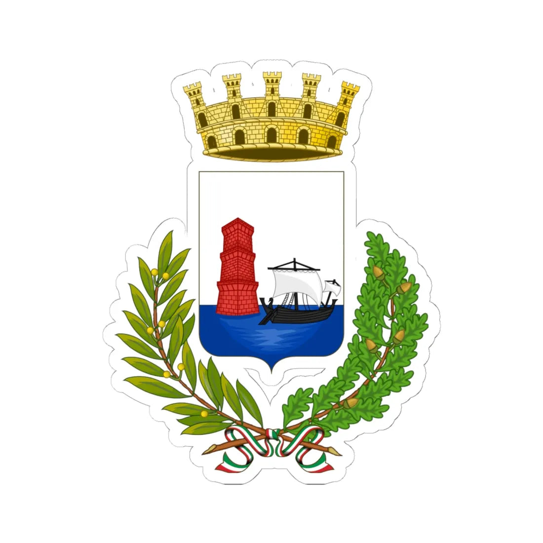 Martinsicuro-Stemma (Italy) (Coat of Arms) STICKER Vinyl Kiss-Cut Decal 6 Inch White - The Sticker Space