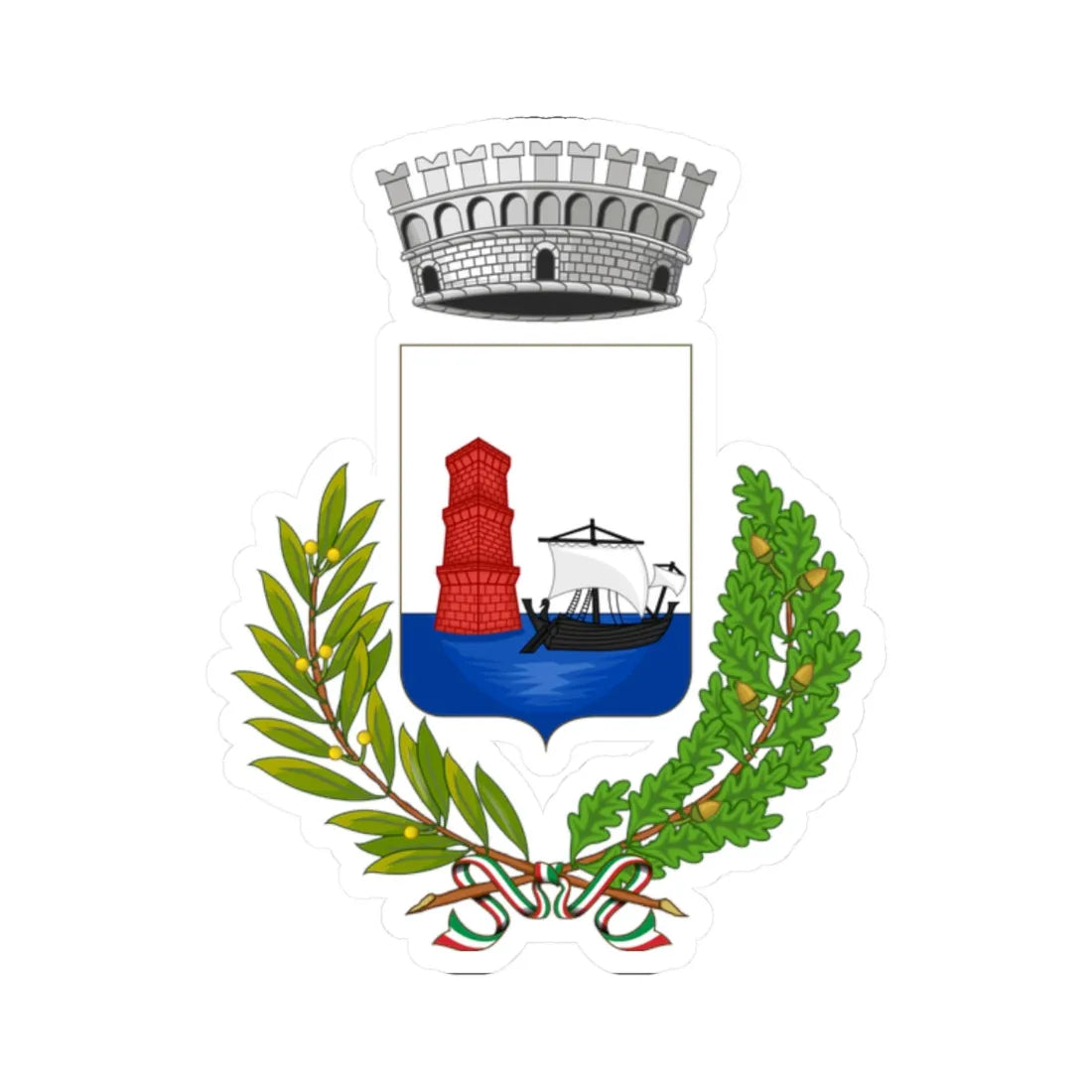 Martinsicuro-Stemma4 (Italy) (Coat of Arms) STICKER Vinyl Kiss-Cut Decal 2 Inch White - The Sticker Space