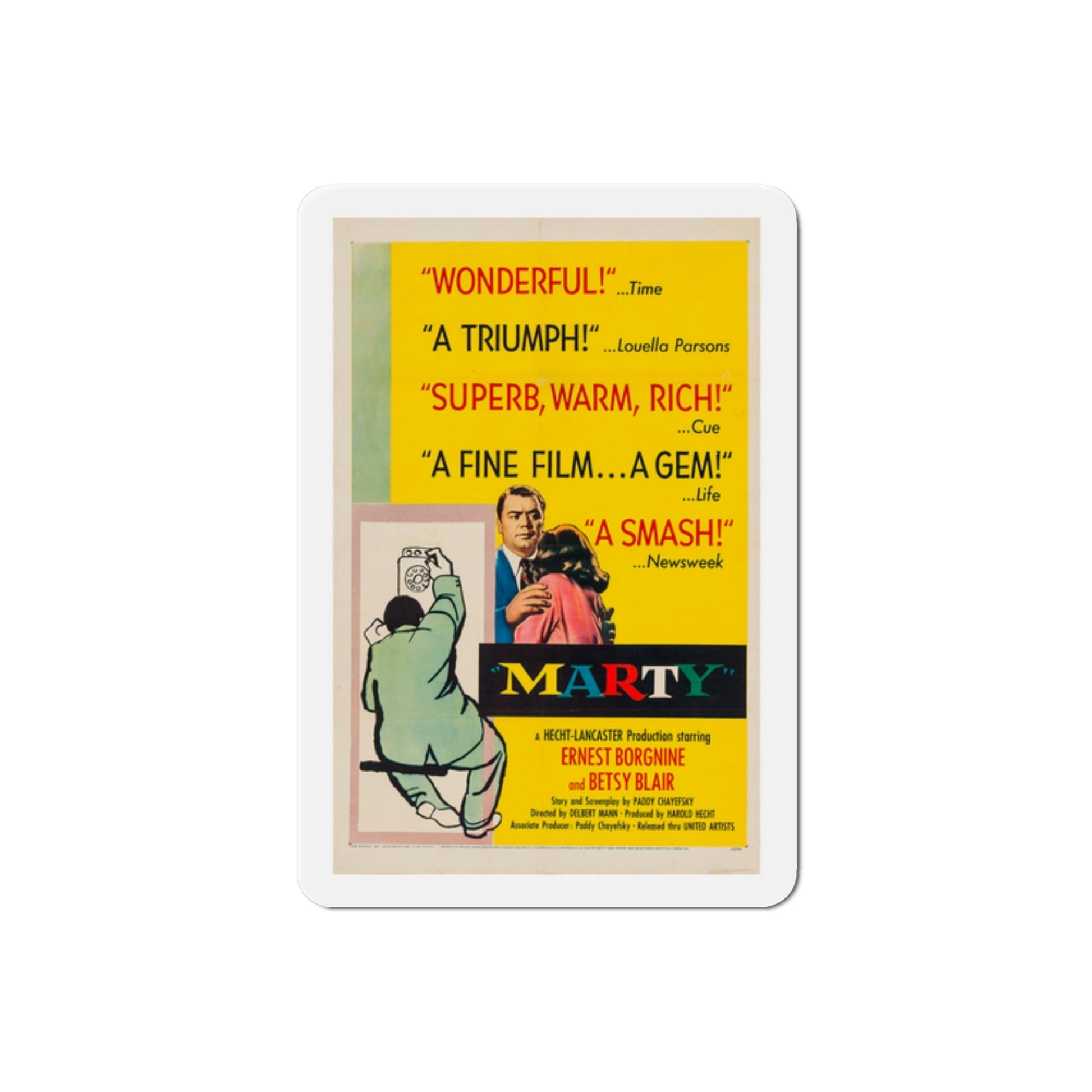 Marty 1955 Movie Poster Die-Cut Magnet-2 Inch-The Sticker Space