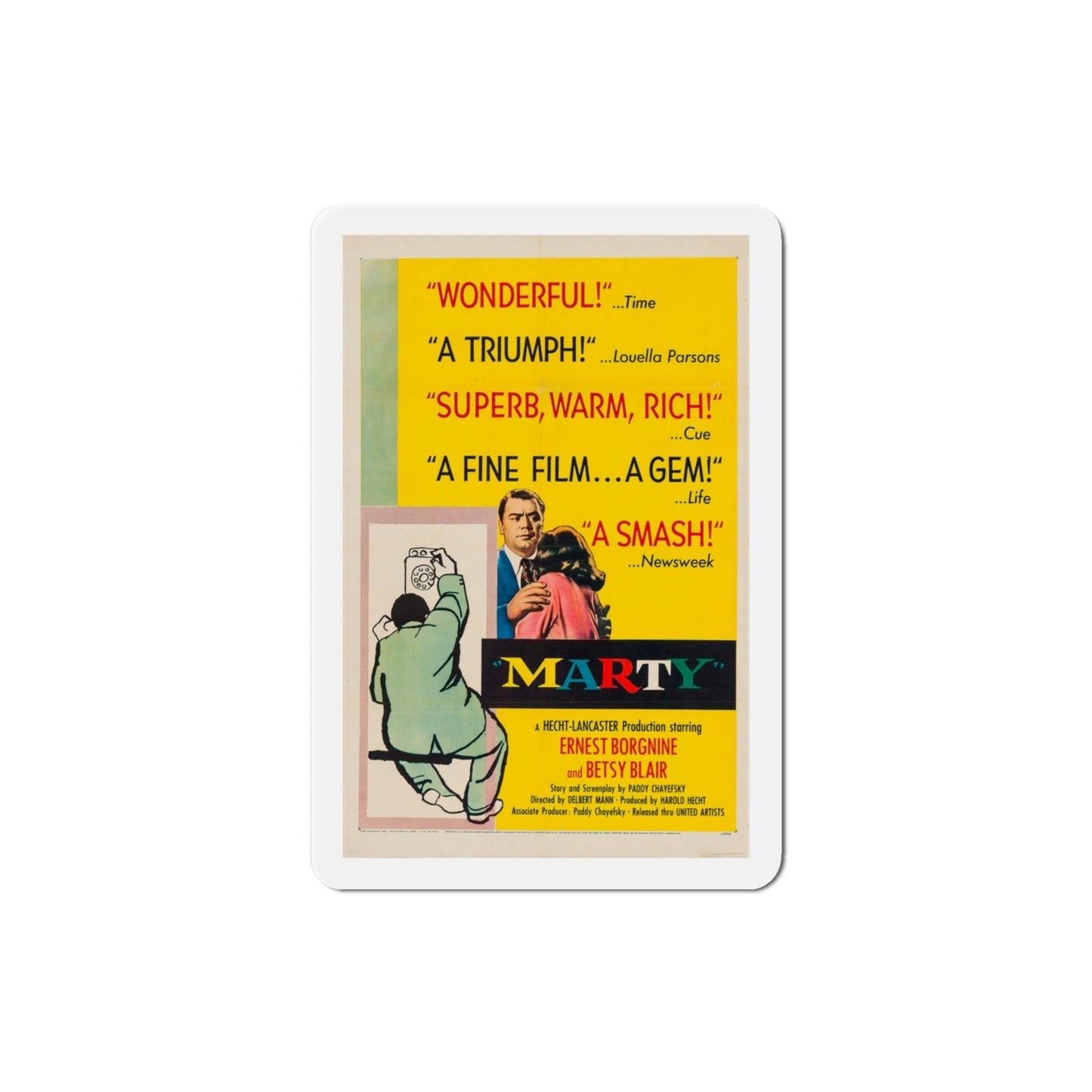 Marty 1955 Movie Poster Die-Cut Magnet-3 Inch-The Sticker Space