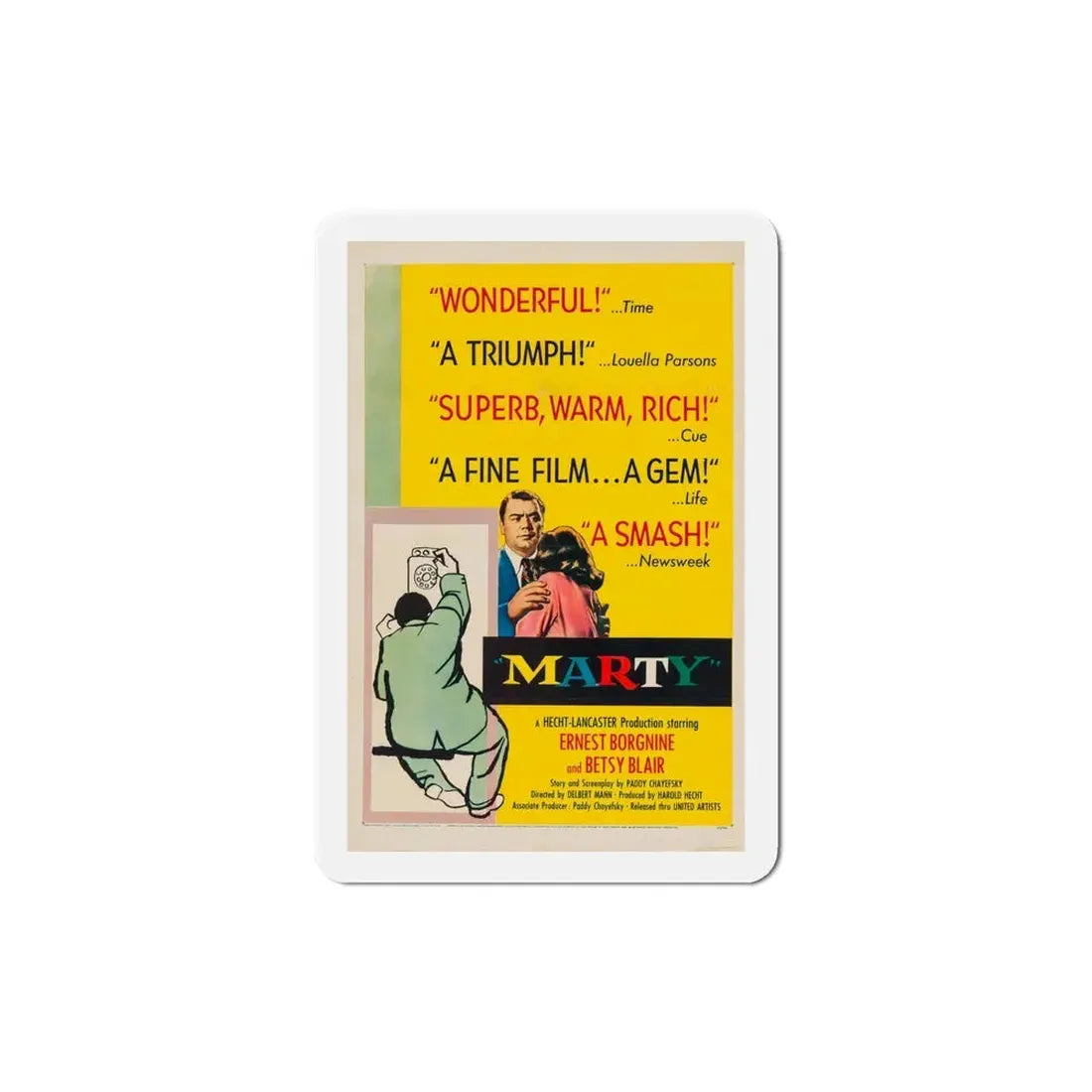 Marty 1955 Movie Poster Refrigerator Magnet 4 Inch - The Sticker Space