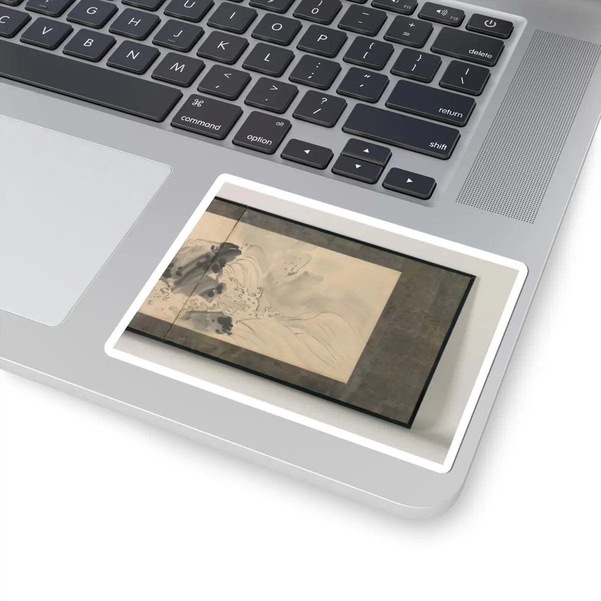 Maruyama Ōkyo 円山応挙 - Rock and Waves - dated 1773 v2 - STICKER Vinyl Kiss-Cut Decal